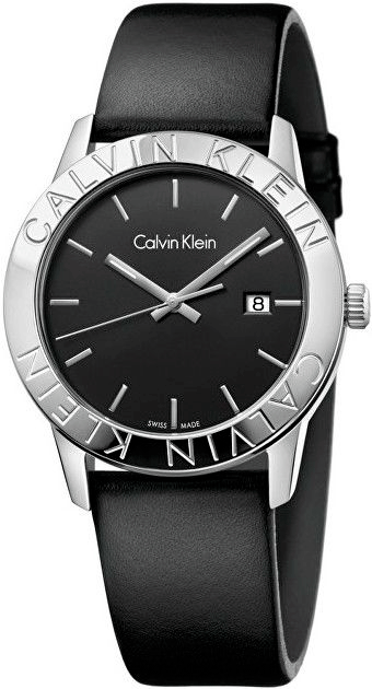  Shop Authentic Calvin Klein Steady Black Dial Black Leather Strap Watch for Women - K7Q211C1 - Luxxuri