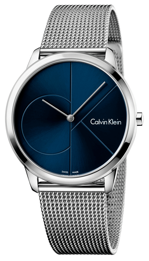  Shop Authentic Calvin Klein Minimal Blue Dial Silver Mesh Bracelet Watch for Men - K3M2112N - Luxxuri