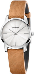  Shop Authentic Calvin Klein City Silver Dial Orange Leather Strap Watch for Women - K2G231G6 - Luxxuri