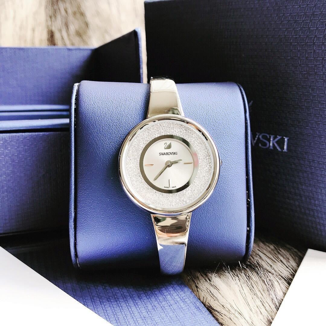  Shop Authentic Swarovski Crystalline Pure Silver Dial Silver Steel Strap Watch for Women - 5269256 - Luxxuri