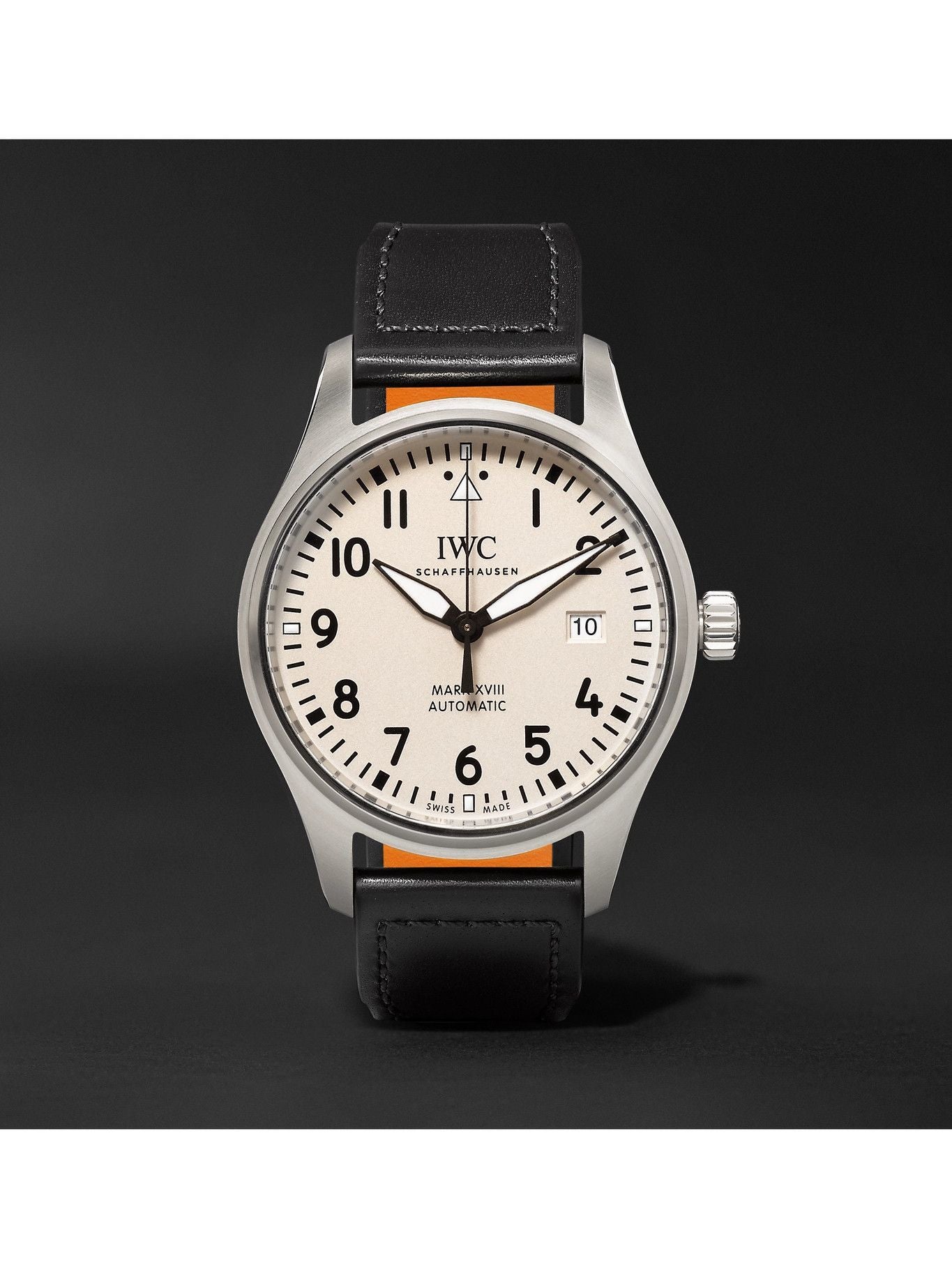 IWC Pilot's Watch Mark XVIII White Dial Black Leather Strap Watch for Men - IW327002