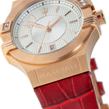  Shop Authentic Maserati Potenza Silver Dial Red Leather Strap Watch For Women - R8851108501 - Luxxuri