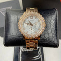  Shop Authentic Guess Dazzler Diamonds Silver Dial Rose Gold Steel Strap Watch for Women - W0335L3 - Luxxuri
