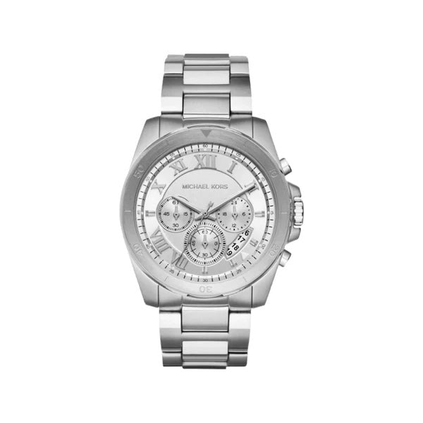  Shop Authentic Michael Kors Brecken Chronograph Silver Dial Silver Steel Strap Watch For Women - MK8562 - Luxxuri