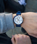  Shop Authentic Tommy Hilfiger Bank Multifunction Quartz White Dial Blue Rubber Strap Watch for Men - 1791778 - Luxxuri