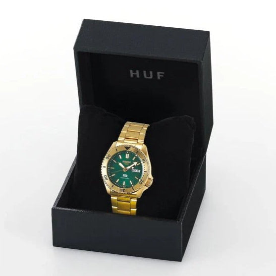  Shop Authentic Seiko 5 Sports HUF Limited Edition Green Dial Gold Steel Strap Watch For Men - SRPJ20 - Luxxuri