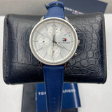  Shop Authentic Tommy Hilfiger Carly Silver Dial Blue Leather Strap Watch for Women - 1781791 - Luxxuri