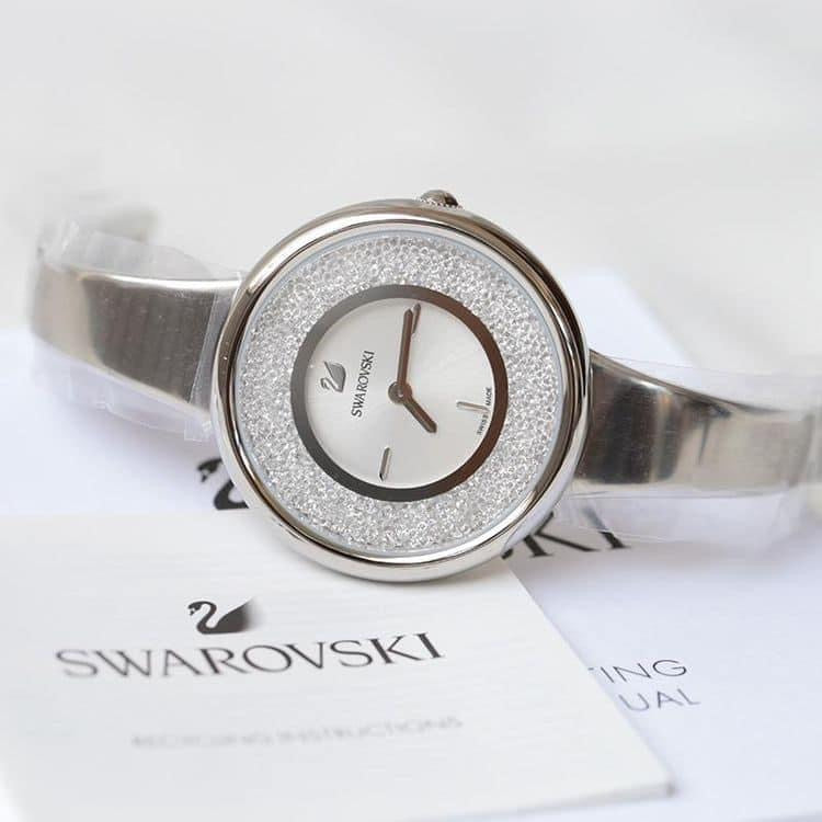  Shop Authentic Swarovski Crystalline Pure Silver Dial Silver Steel Strap Watch for Women - 5269256 - Luxxuri