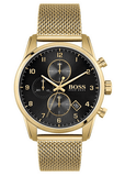  Shop Authentic Hugo Boss Skymaster Black Dial Gold Mesh Bracelet Watch for Men - 1513838 - Luxxuri