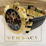 Shop Authentic Versace V-Race Quartz Black Dial Black Leather Strap Watch For Men - VEBV00119 - Luxxuri