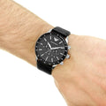  Shop Authentic Emporio Armani Mario Chronograph Black Dial Black Leather Strap Watch For Men - AR11243 - Luxxuri