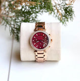  Shop Authentic Michael Kors Parker Chronograph Red Dial Rose Gold Steel Strap Watch For Women - MK6106 - Luxxuri