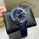  Shop Authentic Fossil Grant Chronograph Blue Dial Blue Leather Strap Watch for Men - FS5373 - Luxxuri