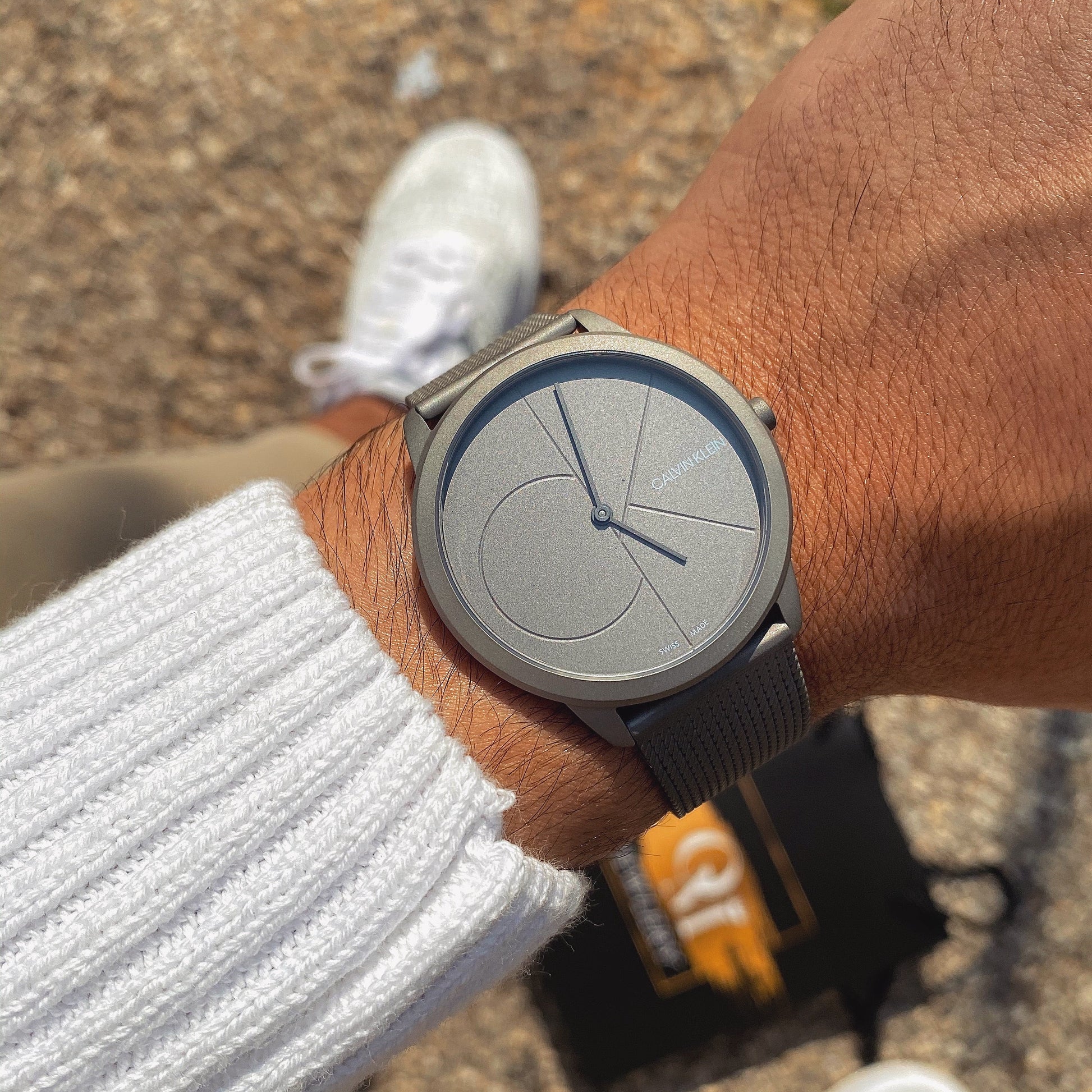  Shop Authentic Calvin Klein Minimal Grey Dial Grey Mesh Bracelet Watch for Men - K3M517P4 - Luxxuri