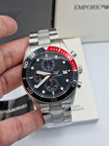  Shop Authentic Emporio Armani Chronograph Black Dial Silver Stainless Steel Watch For Men - AR5855 - Luxxuri