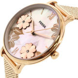  Shop Authentic Fossil Jacqueline Three-Hand White Dial Rose Gold Mesh Bracelet Watch for Women - ES4534 - Luxxuri