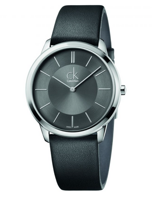  Shop Authentic Calvin Klein Minimal Black Dial Black Leather Strap Watch for Men - K3M211C4 - Luxxuri