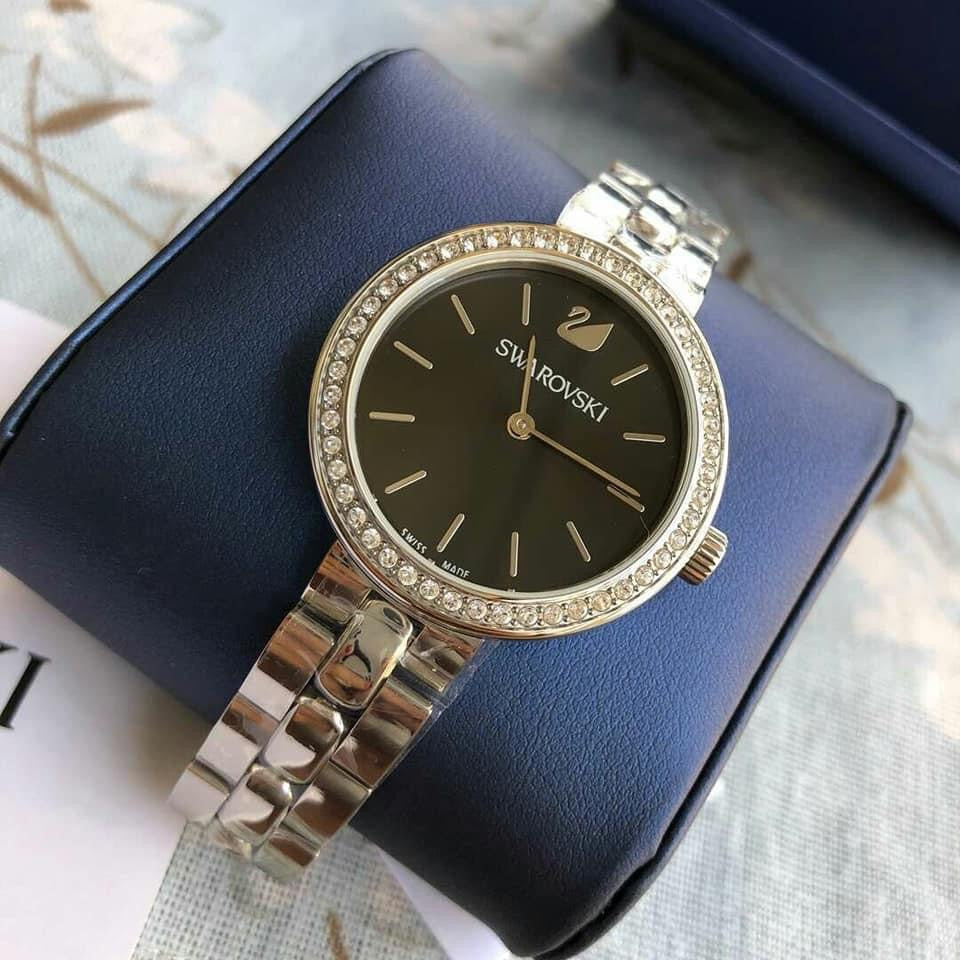  Shop Authentic Swarovski Daytime Rhinestone Grey Dial Silver Steel Strap Watch for Women - 5213681 - Luxxuri