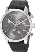  Shop Authentic Calvin Klein City Chronograph Black Dial Black Leather Strap Watch for Men - K2G271C3 - Luxxuri