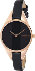  Shop Authentic Calvin Klein Rebel Black Dial Black Leather Strap Watch for Women - K8P236C1 - Luxxuri