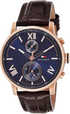  Shop Authentic Tommy Hilfiger Aiden Quartz Blue Dial Brown Leather Strap Watch for Men - 1791308 - Luxxuri