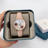  Shop Authentic Fossil Jacqueline Three Hand Mother of Pearl Dial Pink Leather Strap Watch for Women - ES4671 - Luxxuri