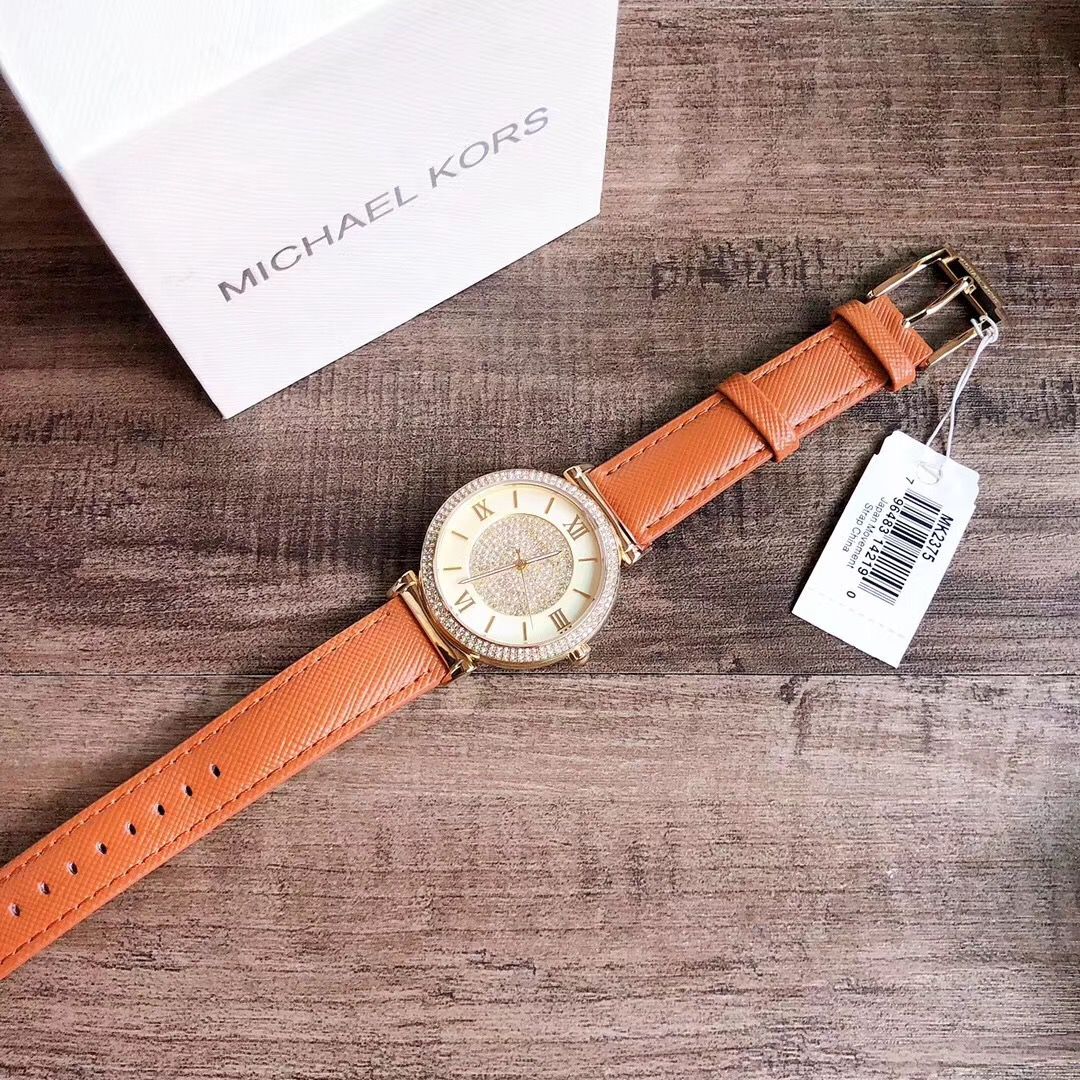  Shop Authentic Michael Kors Catlin Champagne Dial Brown Leather Strap Watch for Women - MK2375 - Luxxuri
