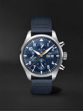  Shop Authentic IWC Pilot's Automatic Chronograph 43mm Blue Dial Blue Calfskin Strap Watch for Men - IW377729 - Luxxuri