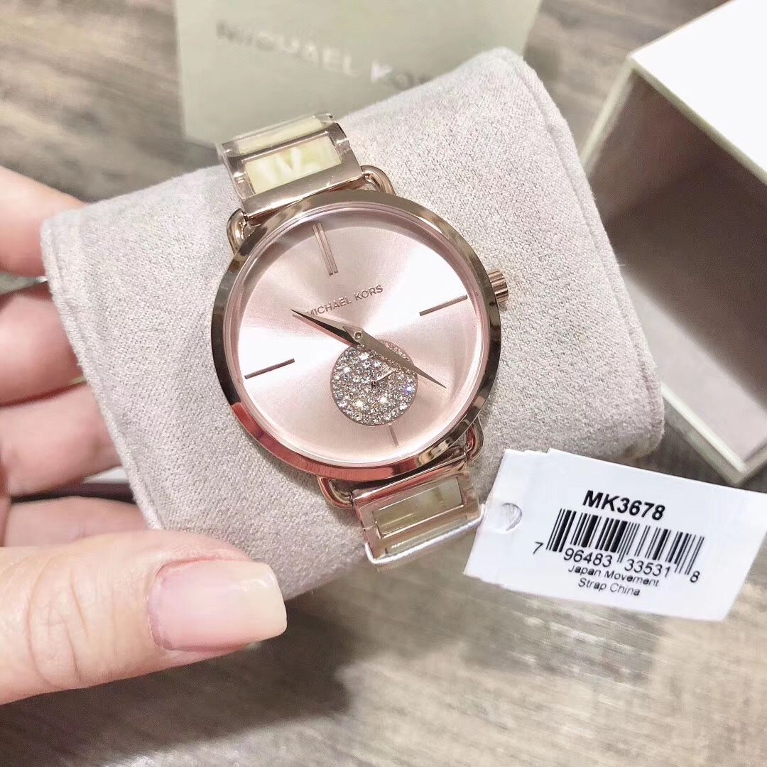  Shop Authentic Michael Kors Portia Quartz Rose Gold Dial Rose Gold Steel Strap Watch For Women - MK3678 - Luxxuri
