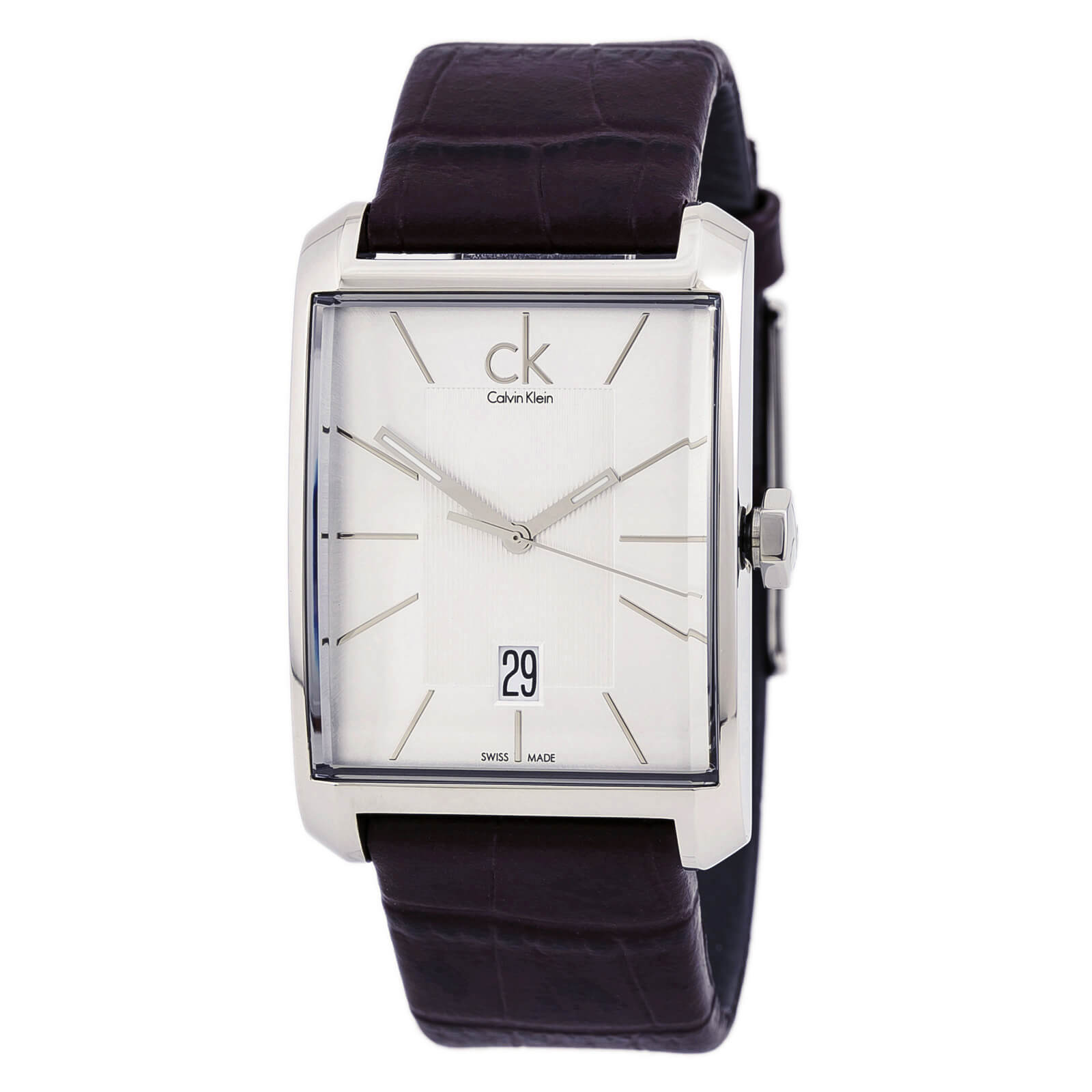  Shop Authentic Calvin Klein Window Silver Dial Brown Leather Strap Watch for Men - K2M21126 - Luxxuri