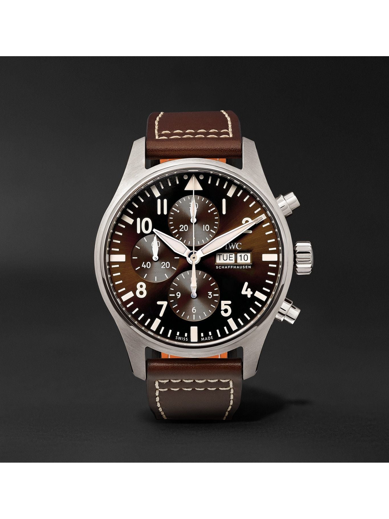  Shop Authentic IWC Pilot's Watch Chronograph Edition Brown Dial Brown Leather Strap Watch for Men - IW377713 - Luxxuri
