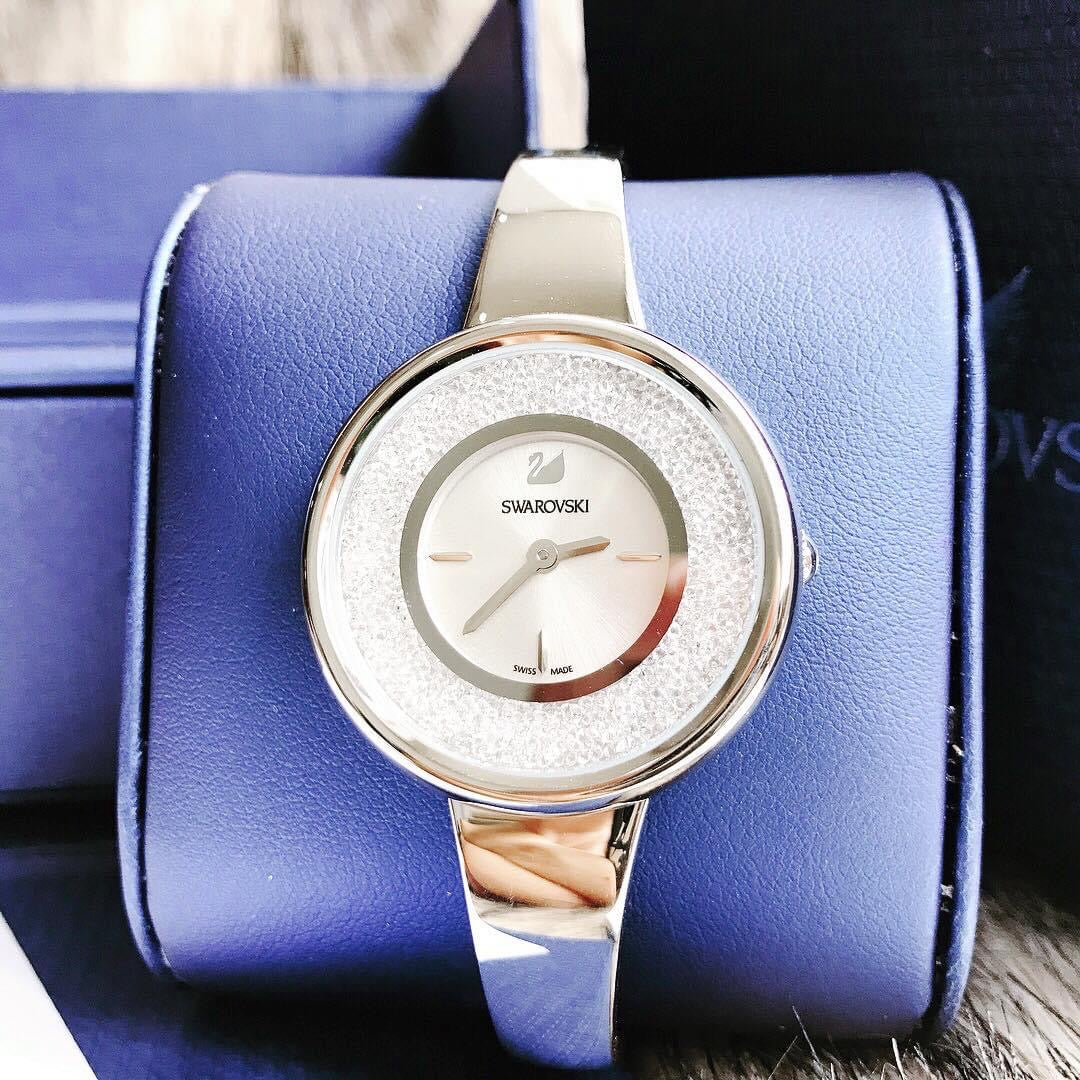  Shop Authentic Swarovski Crystalline Pure Silver Dial Silver Steel Strap Watch for Women - 5269256 - Luxxuri