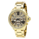  Shop Authentic Michael Kors Wren Chronograph Crystal Pave Gold Dial Gold Steel Strap Watch for Women - MK6095 - Luxxuri