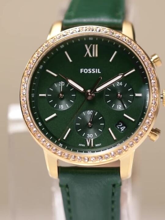  Shop Authentic Fossil Neutra Chronograph Green Dial Green Leather Strap Watch for Women - ES5239 - Luxxuri