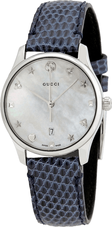  Shop Authentic Gucci G-Timeless Signature Mother of Pearl Star Dial Blue Watch For Women - YA126588 - Luxxuri