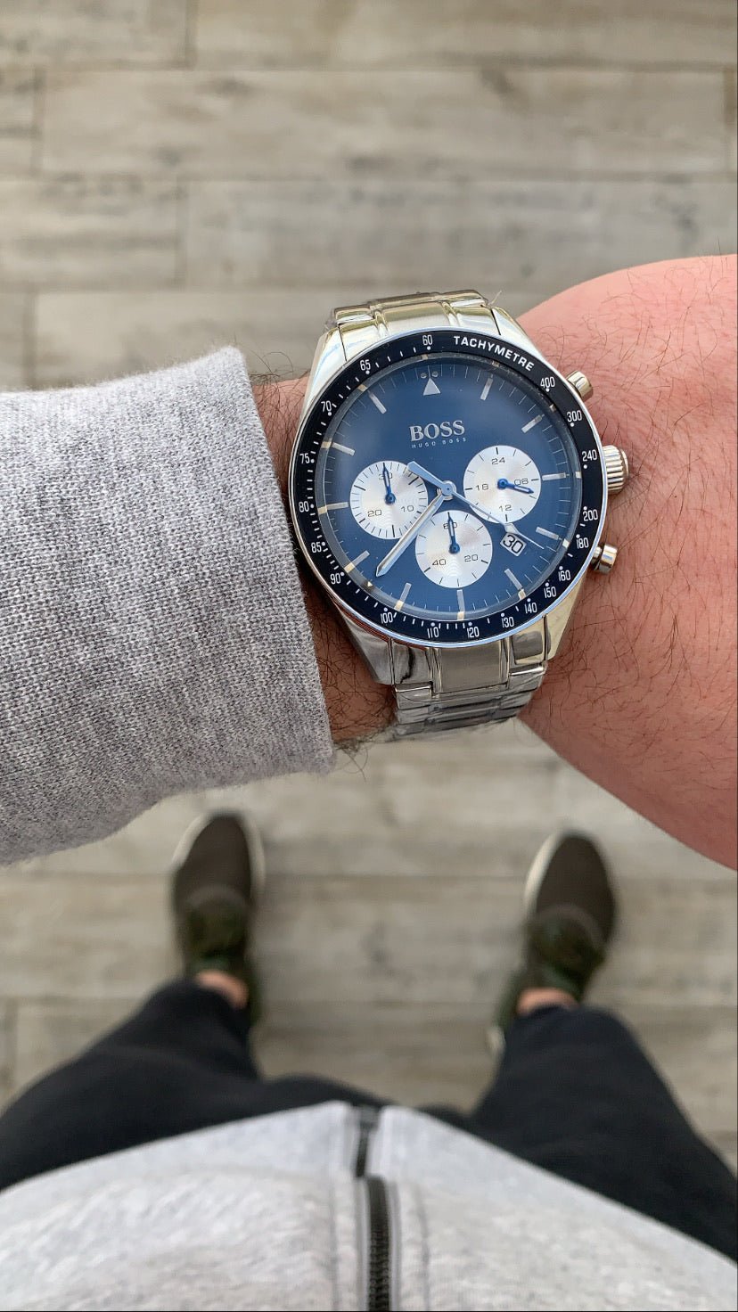  Shop Authentic Hugo Boss Chronograph Blue Dial Silver Steel Strap Watch for Men - 1513630 - Luxxuri