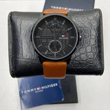  Shop Authentic Tommy Hilfiger Hunter Black Dial Brown Leather Strap Watch for Men - 1791604 - Luxxuri