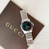  Shop Authentic Gucci G Timeless Black Dial Silver Steel Strap Watch For Women - YA126502 - Luxxuri