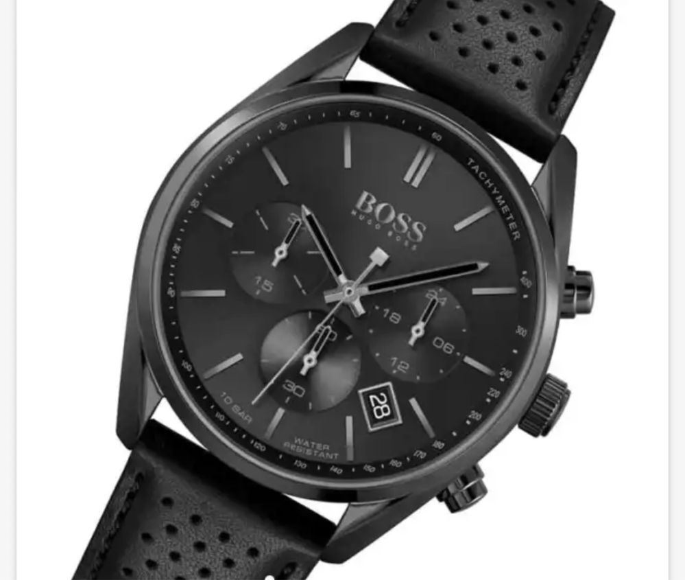 Shop Authentic Hugo Boss Champion Black Dial Black Leather Strap Watch for Men - 1513880 - Luxxuri