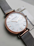 Shop Authentic Emporio Armani Retro Mother of Pearl Dial Silver Mesh Bracelet Watch For Women - AR2067 - Luxxuri