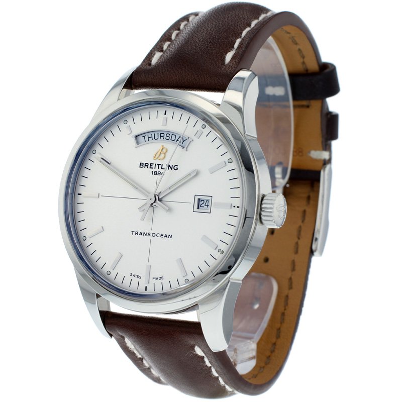  Shop Authentic Breitling Transocean Day & Date 43mm Brown Leather Strap Mens Watch - A4531012|G751|437X|A20B A.1 - Luxxuri