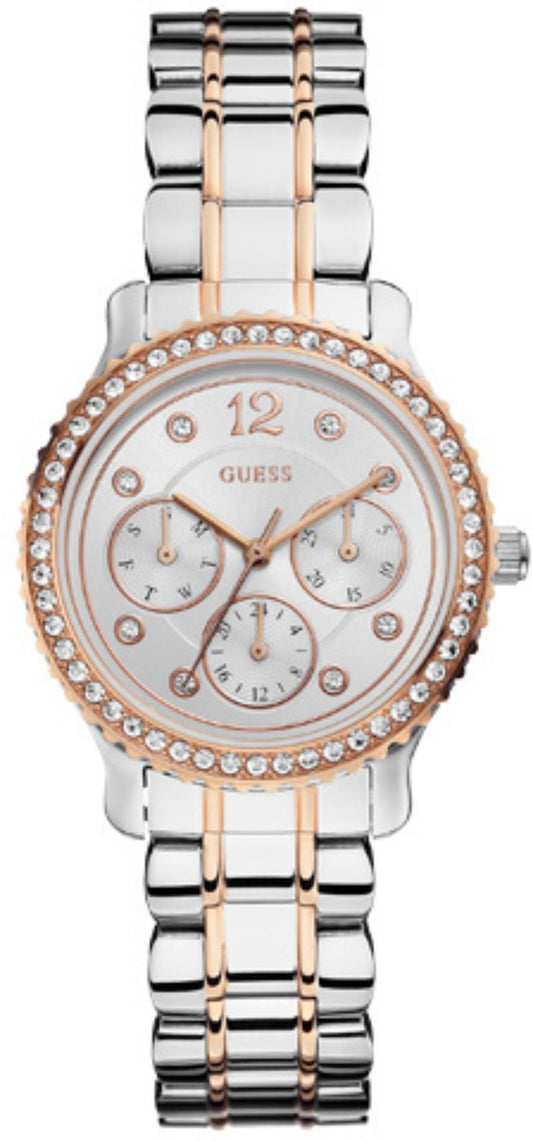  Shop Authentic Guess Enchanting Diamonds Silver Dial Two Tone Steel Strap Watch for Women - W0305L3 - Luxxuri