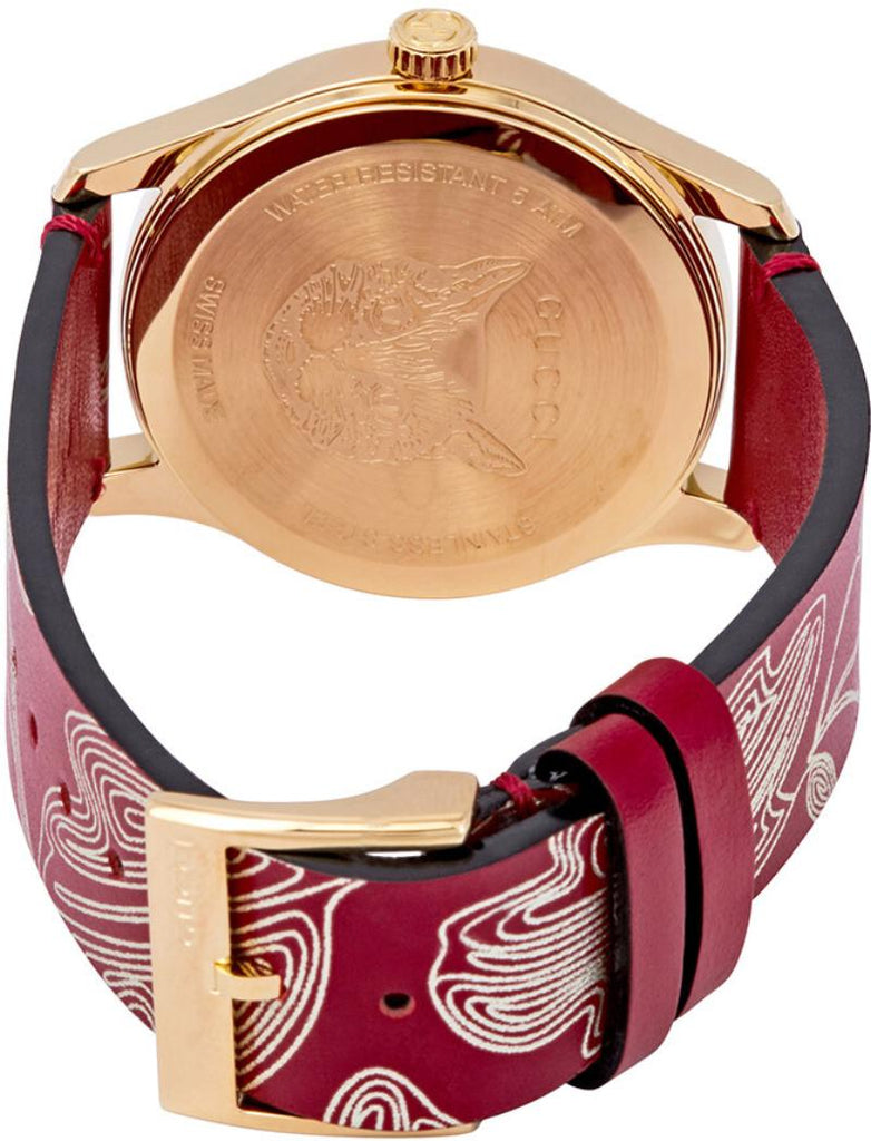  Shop Authentic Gucci G Timeless Quartz Red Dial Red Leather Strap Watch For Women - YA1264054 - Luxxuri