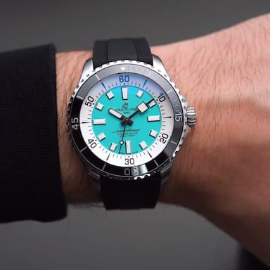  Shop Authentic Breitling Superocean Automatic 44 Turquoise Dial Black Rubber Strap Watch for Men - A17376211L2S1 - Luxxuri