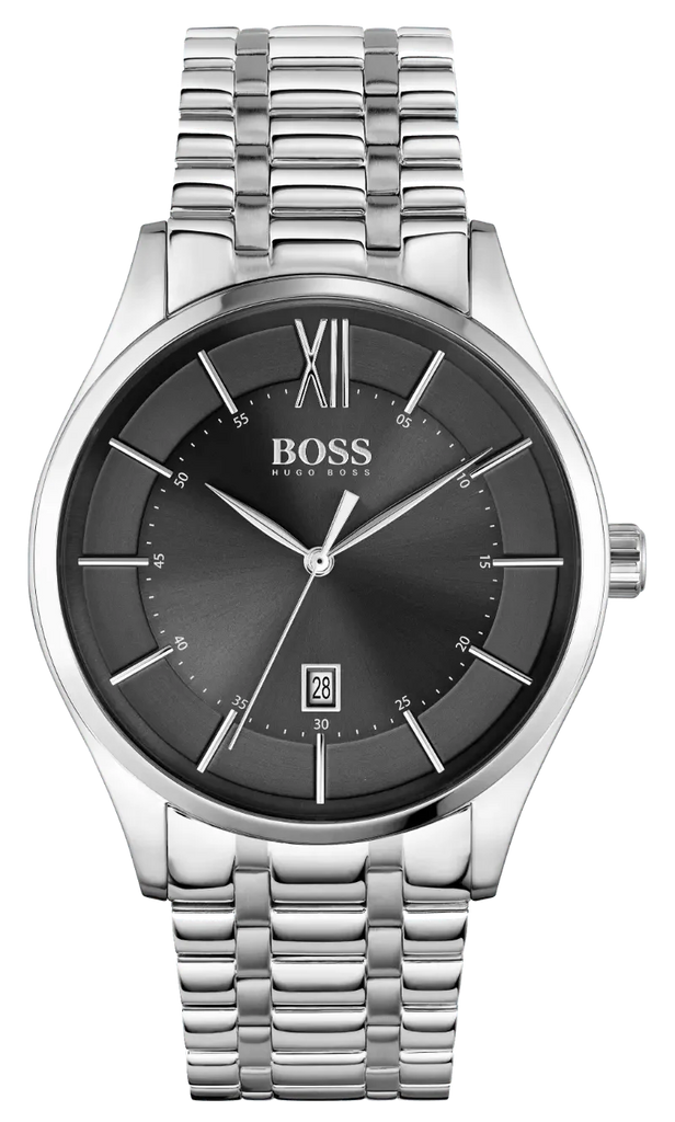  Shop Authentic Hugo Boss Officer Black Dial Silver Steel Strap Watch for Men - 1513614 - Luxxuri