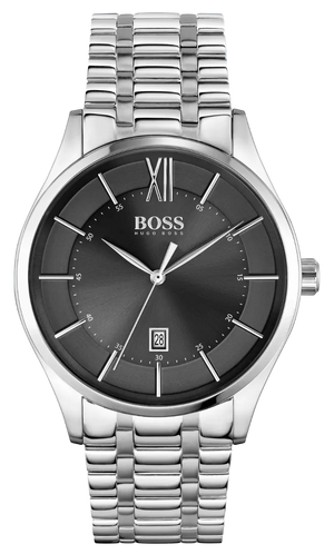  Shop Authentic Hugo Boss Officer Black Dial Silver Steel Strap Watch for Men - 1513614 - Luxxuri