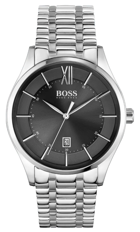  Shop Authentic Hugo Boss Officer Black Dial Silver Steel Strap Watch for Men - 1513614 - Luxxuri