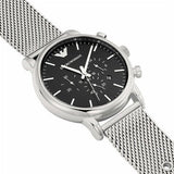  Shop Authentic Emporio Armani Luigi Black Dial Silver Mesh Bracelet Watch For Men - AR8032 - Luxxuri