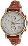 Shop Authentic Fossil Boyfriend Chronograph White Dial Brown Leather Strap Watch for Women - ES3837 - Luxxuri