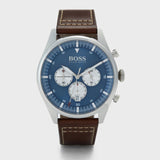  Shop Authentic Hugo Boss Pioneer Chronograph Blue Dial Brown Leather Strap Watch For Men - 1513709 - Luxxuri